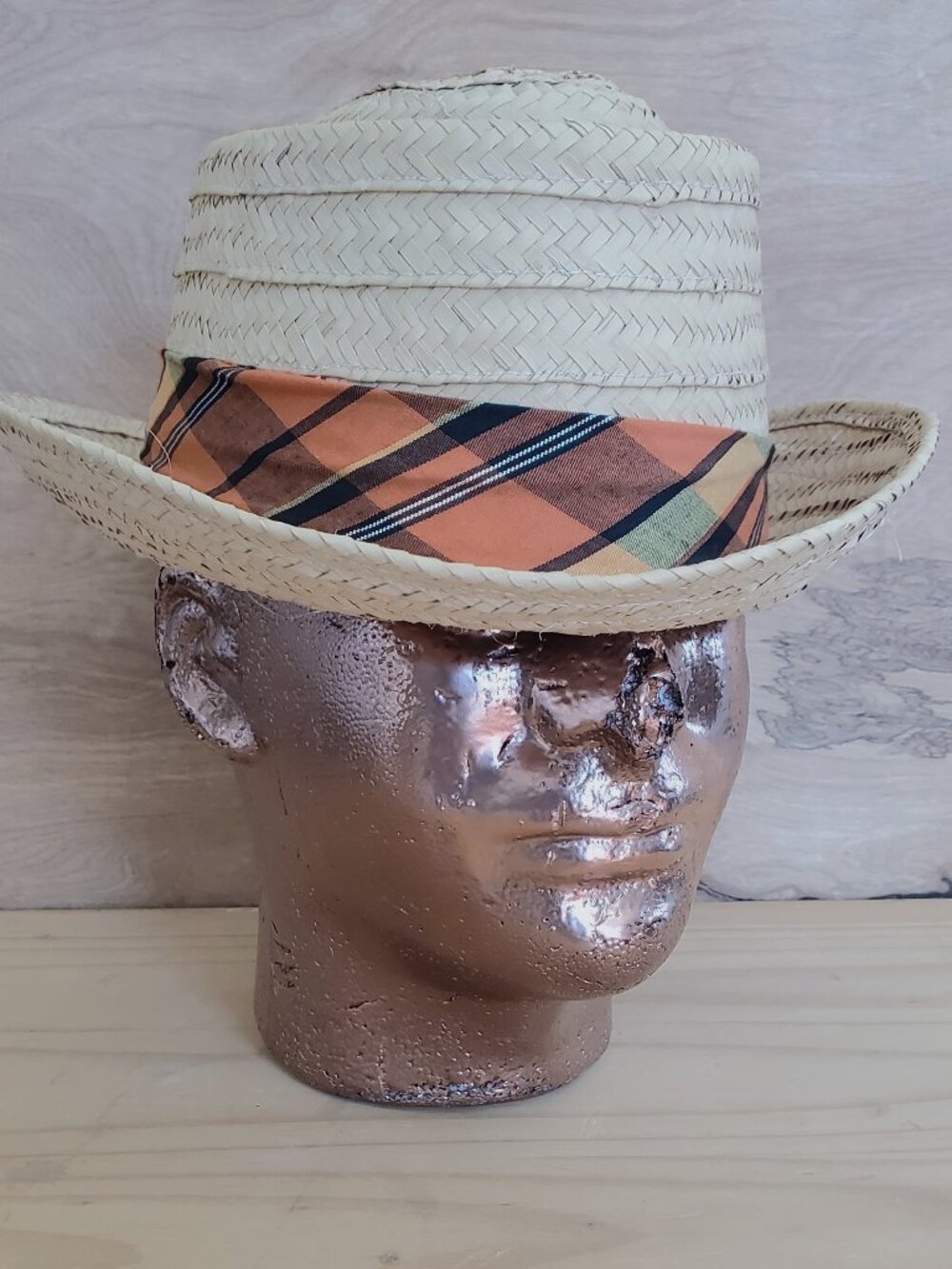 Vintage Straw Fedora: 1970s Woven Sun Hat, Size 8 L